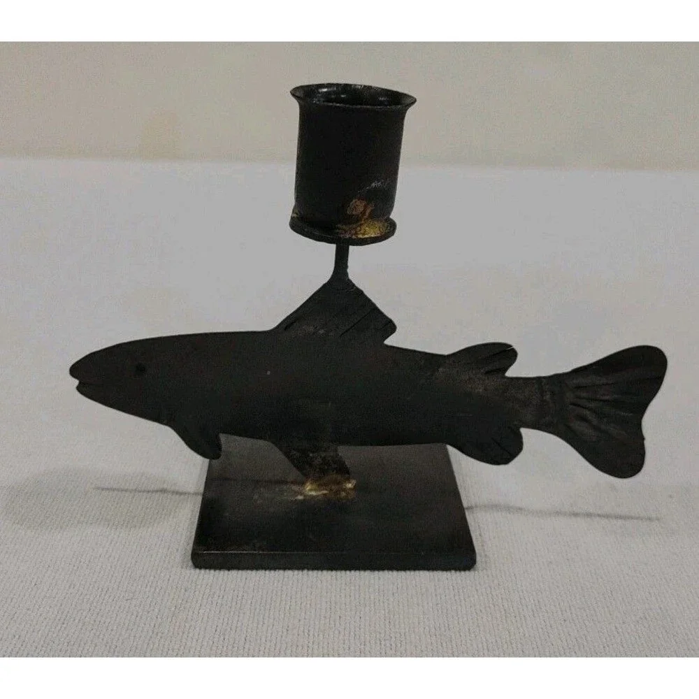 Vintage Metal Fish Candle Holder